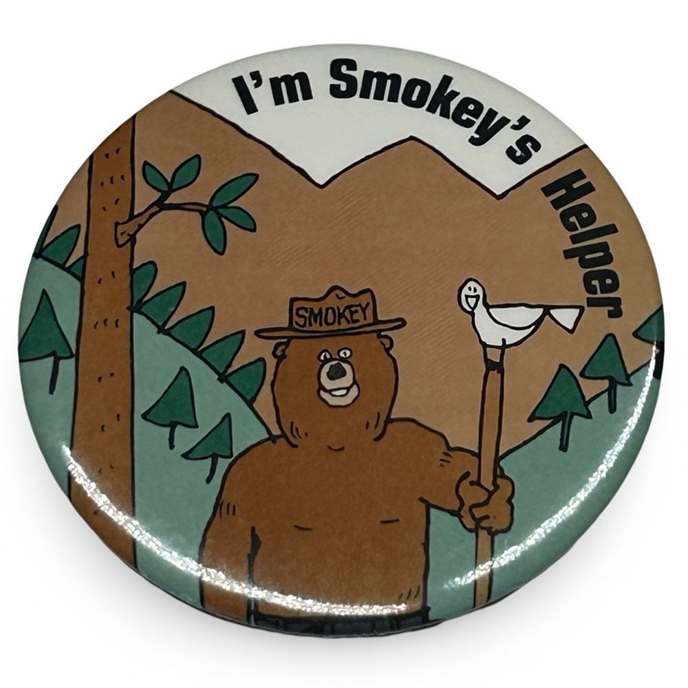 USFS Vintage Smokey the Bear Pinback 3" USDA Forest Service US Forest Service
